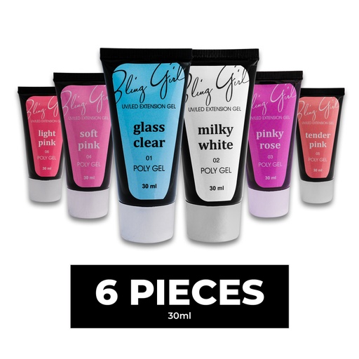[6342010570338] Poly Gel Set 30ml*6pieces - GET 6 FREE [4850]