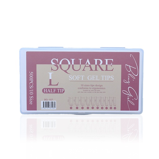 [6362107781065] BLING GIRL Square Soft Gel Tips Large BG-157 [R2402P36]